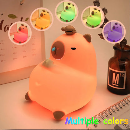 Capybara Silicone Night Light – USB Rechargeable, Dimmable Sleep Lamp for Cozy Decor