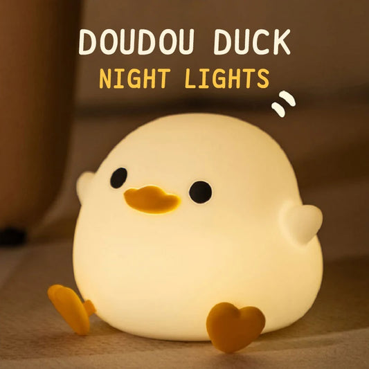 Doudou Duck Night Light – Soft Light Silicone Lamp, USB Rechargeable, Adjustable Brightness