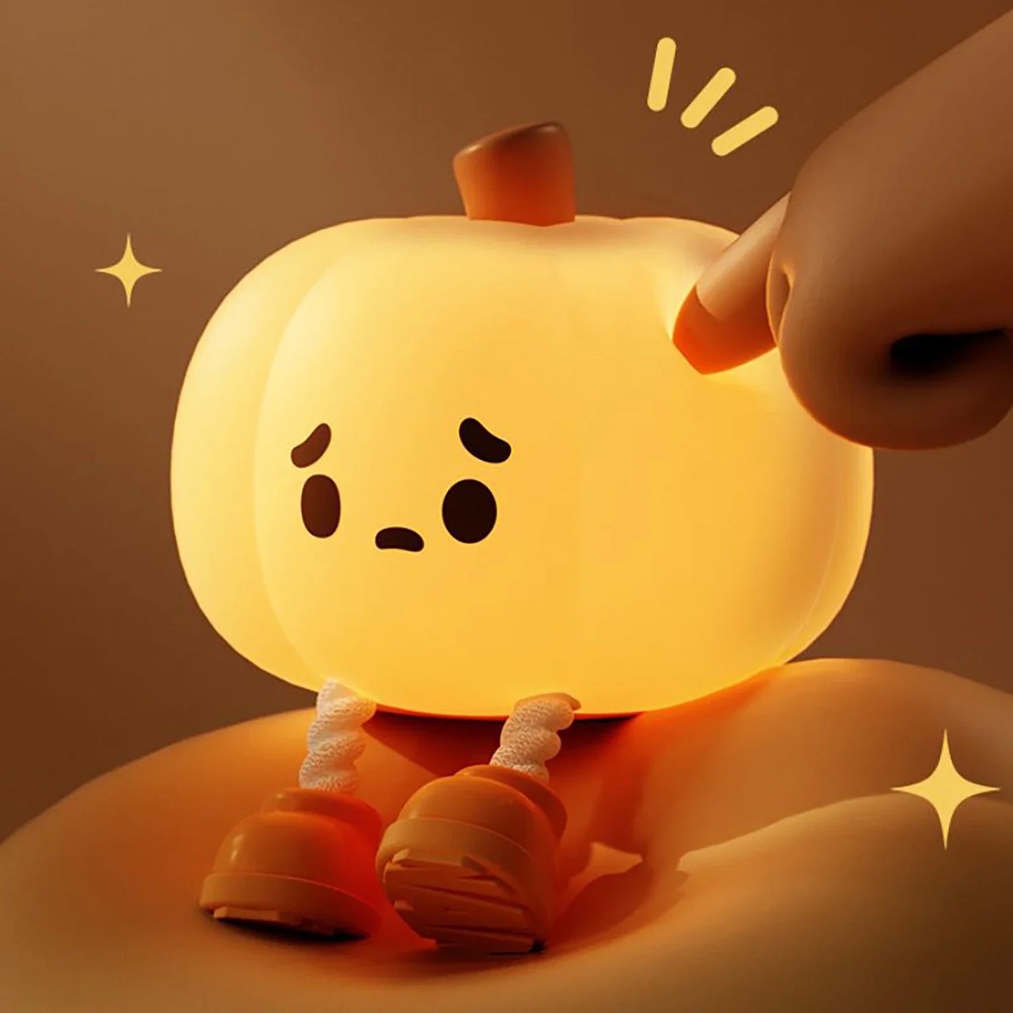 Pumpkin Silicone Night Light – Rechargeable LED Touch Lamp with Adjustable Brightness