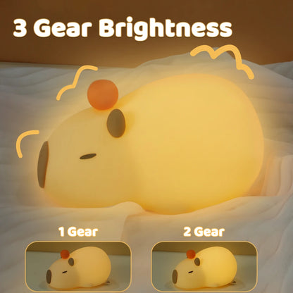 Capybara Silicone Night Light – USB Rechargeable, Dimmable Sleep Lamp for Cozy Decor