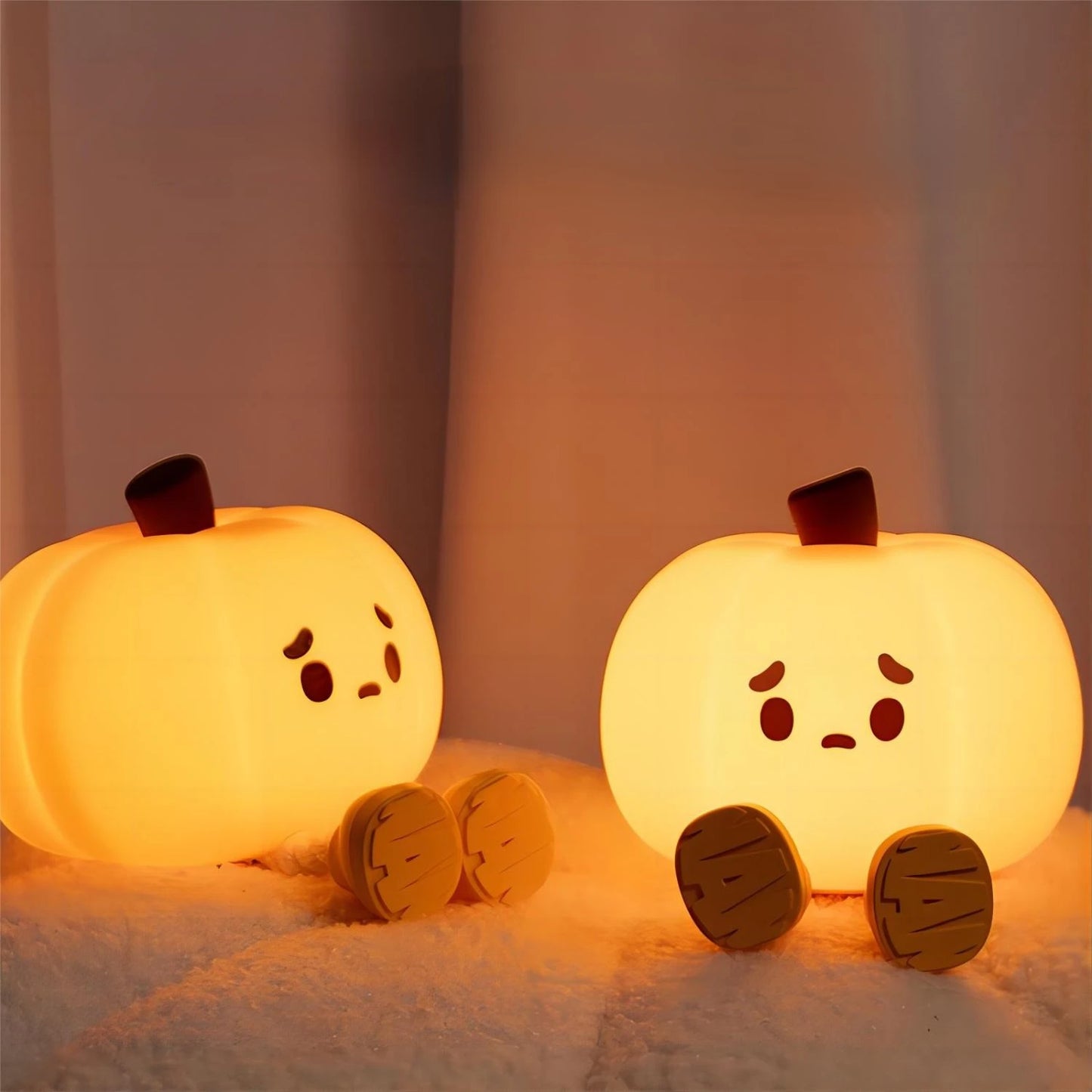 Pumpkin Silicone Night Light – Rechargeable LED Touch Lamp with Adjustable Brightness