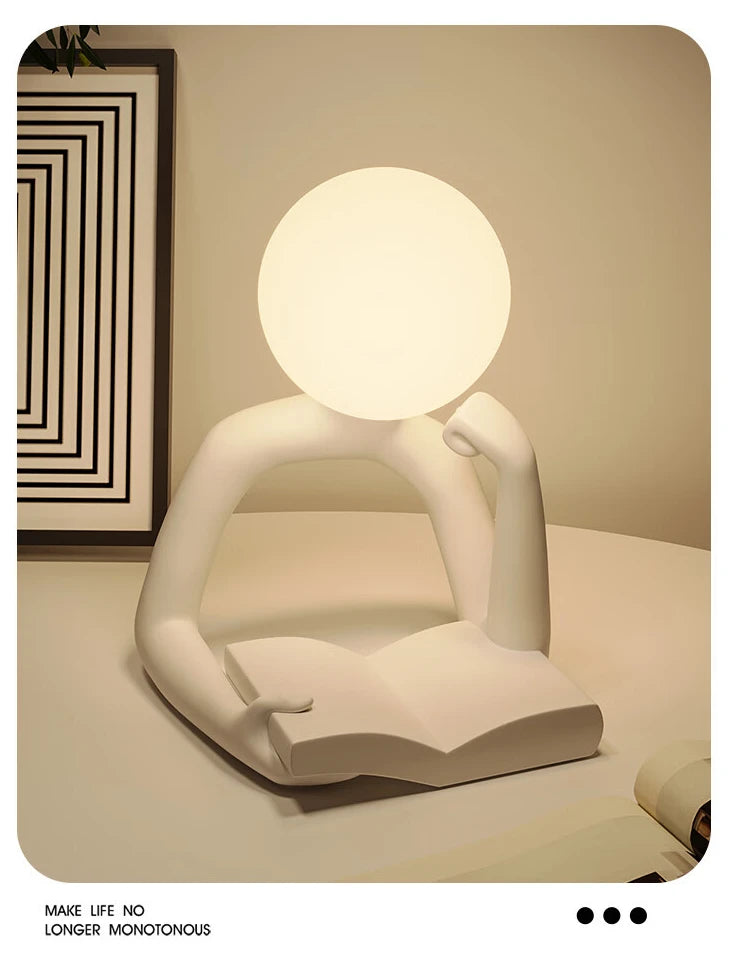 Modern Reader Desk Lamp Ornament – Resin Decorative Light for Desk and Home Decor