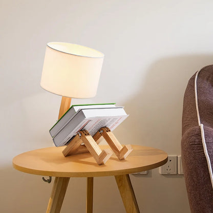 Wooden Robot Table Lamp – Creative Nordic Desk Lamp for Modern Home Decor