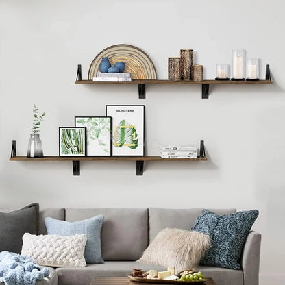 Wall-Mounted Wooden Floating Shelf – Decorative Display Organizer for Living Room, Bathroom, or Kitchen