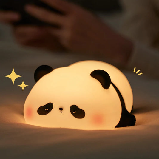 Panda LED Night Light – Rechargeable Silicone Touch Lamp with Timer for Cozy Decor