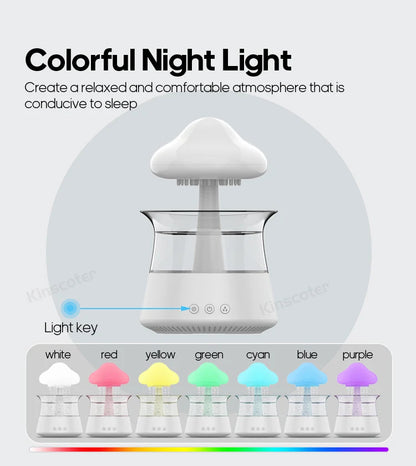 Rain Cloud Air Humidifiers 300ml with 7 Colors Mood Light Aroma Diffuser White Noise Raindrop Humidifiers for Home Bedroom Gift