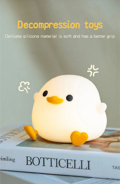 Doudou Duck Night Light – Soft Light Silicone Lamp, USB Rechargeable, Adjustable Brightness