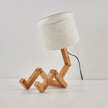 Wooden Robot Table Lamp – Creative Nordic Desk Lamp for Modern Home Decor