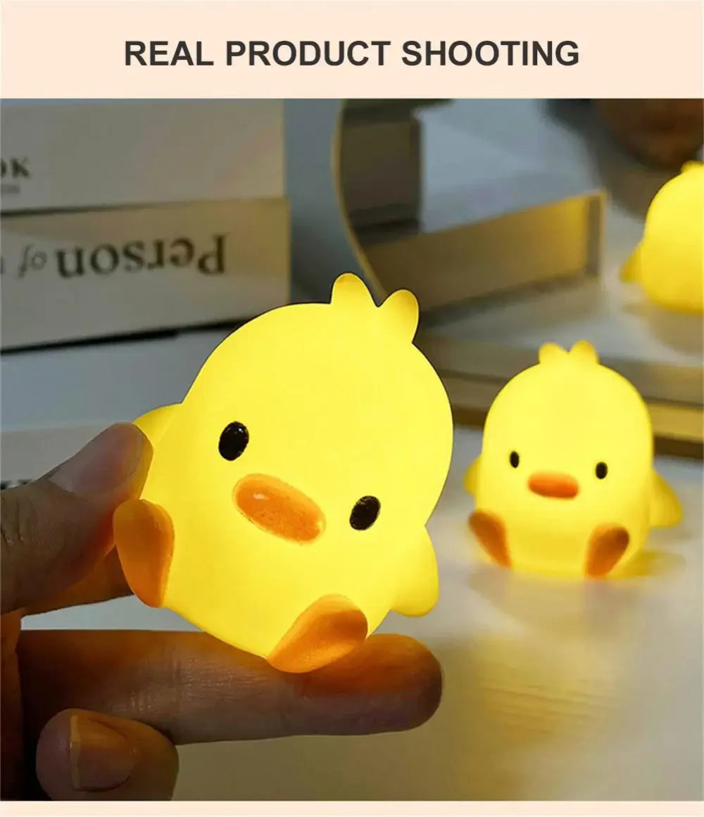 Little Yellow Duck Night Light – Cute Cartoon LED Lamp for Bedroom Decor or Holiday Gifts