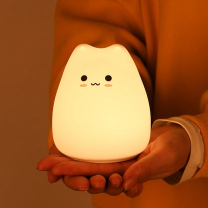 Mini Cat Night Lamp – 7-Color Touch-Control LED Light for Bedroom, Eye-Friendly and Portable