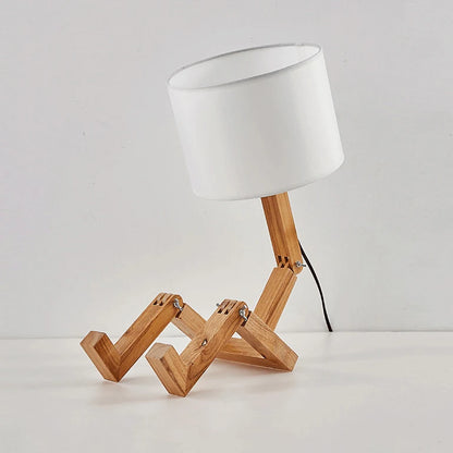 Wooden Robot Table Lamp – Creative Nordic Desk Lamp for Modern Home Decor