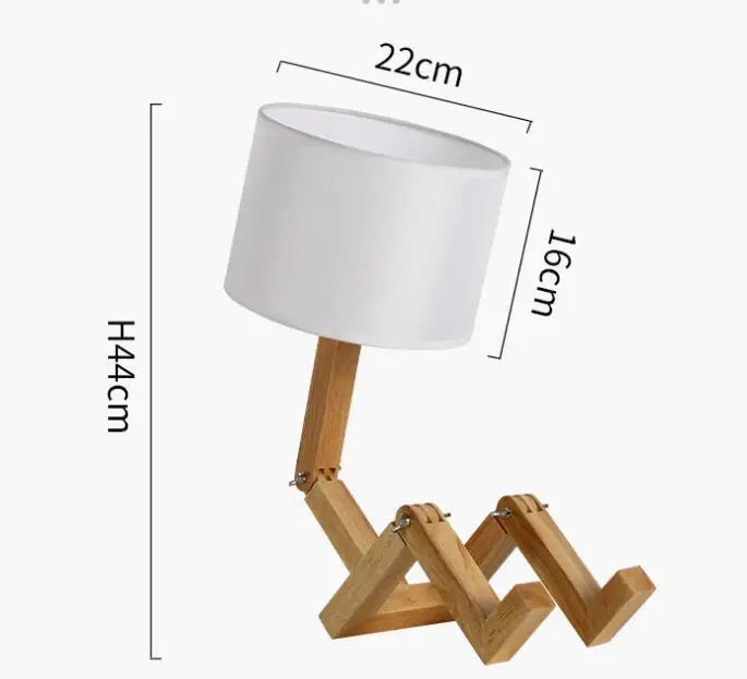 Wooden Robot Table Lamp – Creative Nordic Desk Lamp for Modern Home Decor