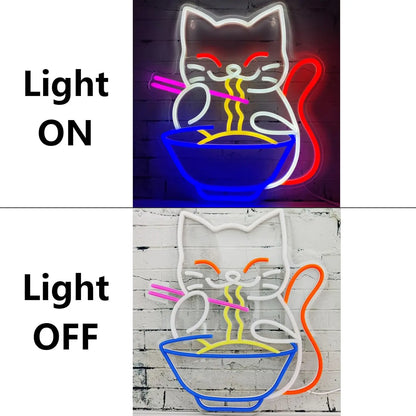 Lucky Cat Neon Sign – LED Light Wall Decor for Home, Bar, Living Room, or Club