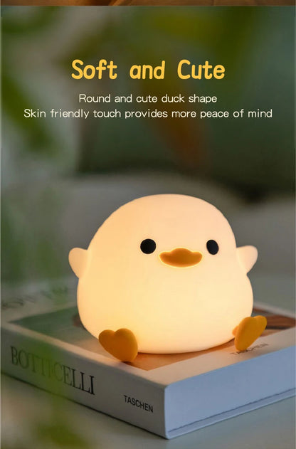 Doudou Duck Night Light – Soft Light Silicone Lamp, USB Rechargeable, Adjustable Brightness