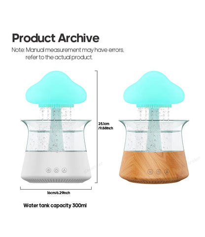 Rain Cloud Air Humidifiers 300ml with 7 Colors Mood Light Aroma Diffuser White Noise Raindrop Humidifiers for Home Bedroom Gift