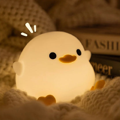 Doudou Duck Night Light – Soft Light Silicone Lamp, USB Rechargeable, Adjustable Brightness