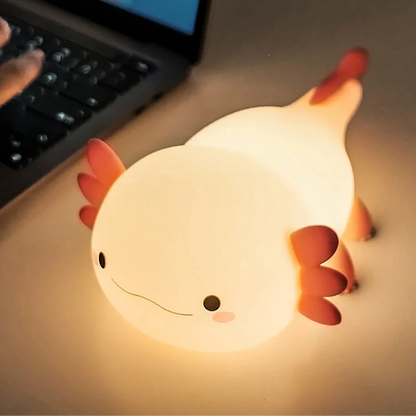 Axolotl Night Light – Portable USB Rechargeable Silicone Lamp with Adjustable Brightness