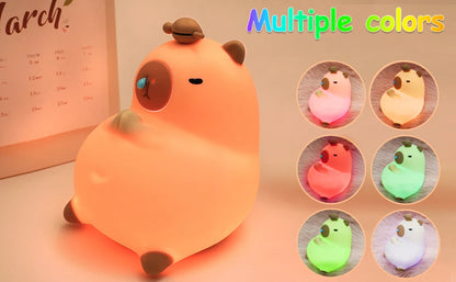 Capybara Silicone Night Light – USB Rechargeable, Dimmable Sleep Lamp for Cozy Decor