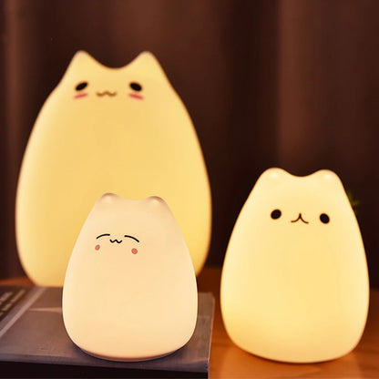 Mini Cat Night Lamp – 7-Color Touch-Control LED Light for Bedroom, Eye-Friendly and Portable