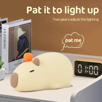 Capybara Silicone Night Light – USB Rechargeable, Dimmable Sleep Lamp for Cozy Decor