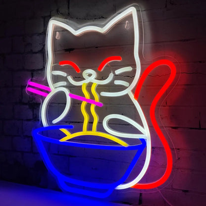 Lucky Cat Neon Sign – LED Light Wall Decor for Home, Bar, Living Room, or Club