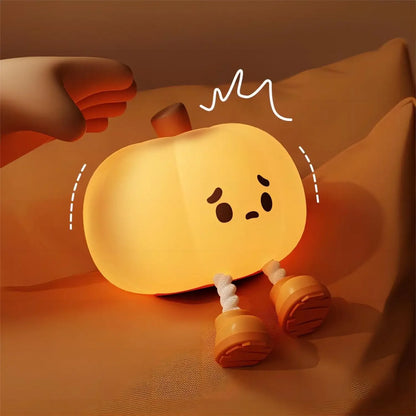 Pumpkin Silicone Night Light – Rechargeable LED Touch Lamp with Adjustable Brightness