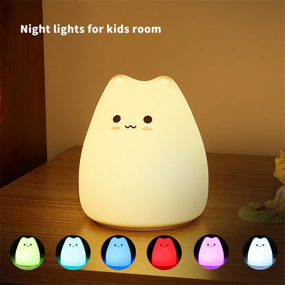 Mini Cat Night Lamp – 7-Color Touch-Control LED Light for Bedroom, Eye-Friendly and Portable