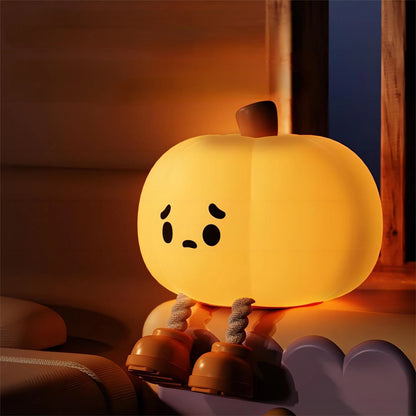 Pumpkin Silicone Night Light – Rechargeable LED Touch Lamp with Adjustable Brightness