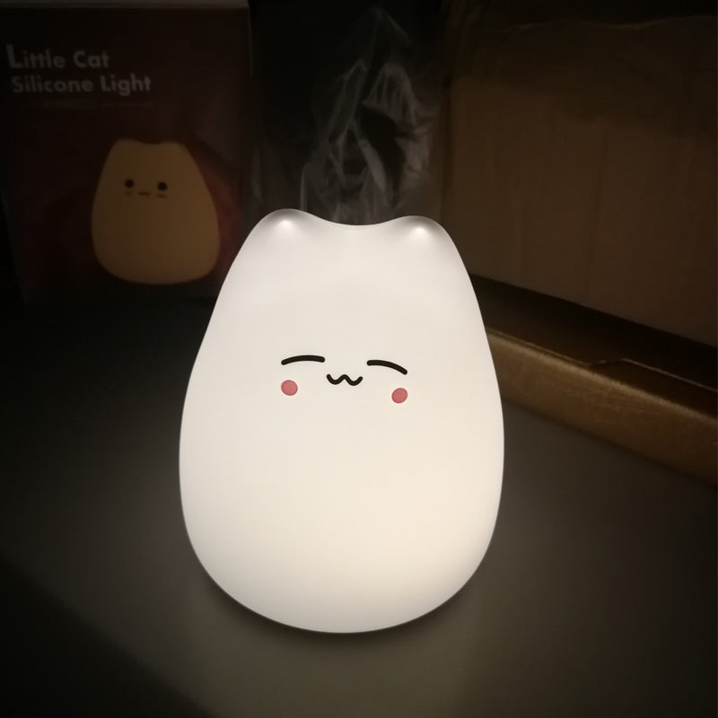 Mini Cat Night Lamp – 7-Color Touch-Control LED Light for Bedroom, Eye-Friendly and Portable