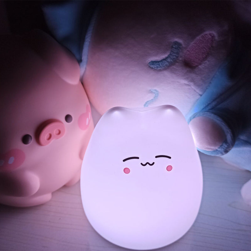 Mini Cat Night Lamp – 7-Color Touch-Control LED Light for Bedroom, Eye-Friendly and Portable