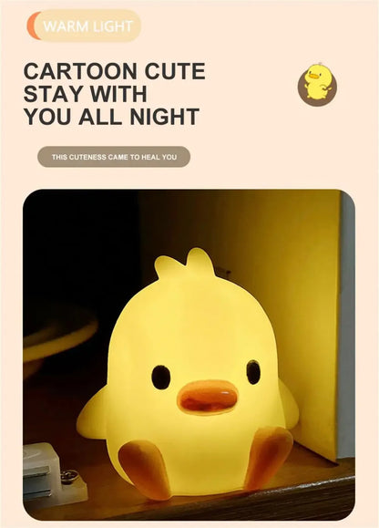 Little Yellow Duck Night Light – Cute Cartoon LED Lamp for Bedroom Decor or Holiday Gifts