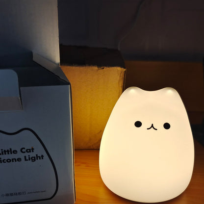 Mini Cat Night Lamp – 7-Color Touch-Control LED Light for Bedroom, Eye-Friendly and Portable