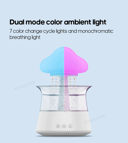 Rain Cloud Air Humidifiers 300ml with 7 Colors Mood Light Aroma Diffuser White Noise Raindrop Humidifiers for Home Bedroom Gift