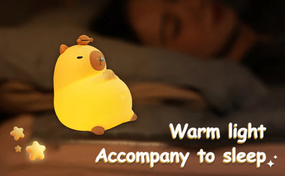 Capybara Silicone Night Light – USB Rechargeable, Dimmable Sleep Lamp for Cozy Decor