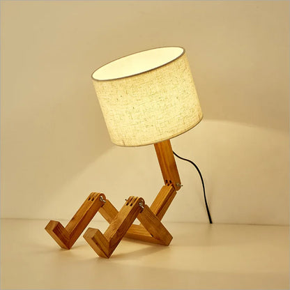 Wooden Robot Table Lamp – Creative Nordic Desk Lamp for Modern Home Decor