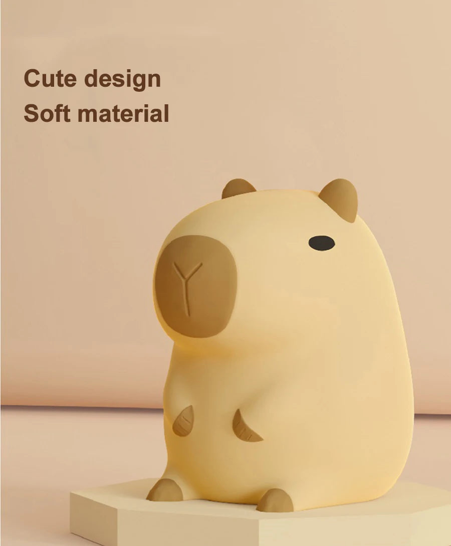 Capybara Silicone Night Light – USB Rechargeable, Dimmable Sleep Lamp for Cozy Decor