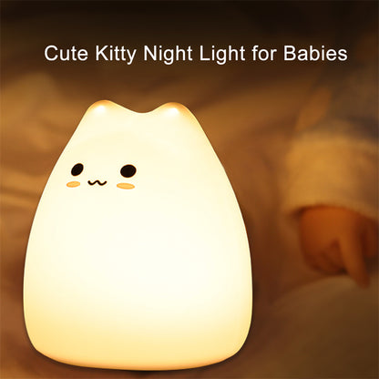 Mini Cat Night Lamp – 7-Color Touch-Control LED Light for Bedroom, Eye-Friendly and Portable