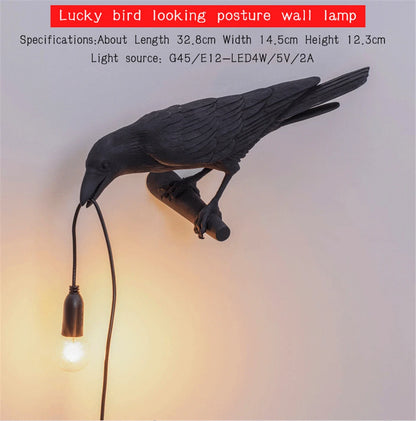 Nordic Lucky Bird Table Lamp – Creative Resin Lighting Fixture for Bedroom and Living Room