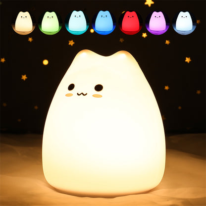 Mini Cat Night Lamp – 7-Color Touch-Control LED Light for Bedroom, Eye-Friendly and Portable