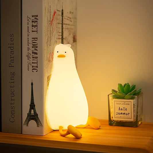 Duck LED Night Light – Rechargeable Silicone Pat Lamp for Bedside and Room Decor