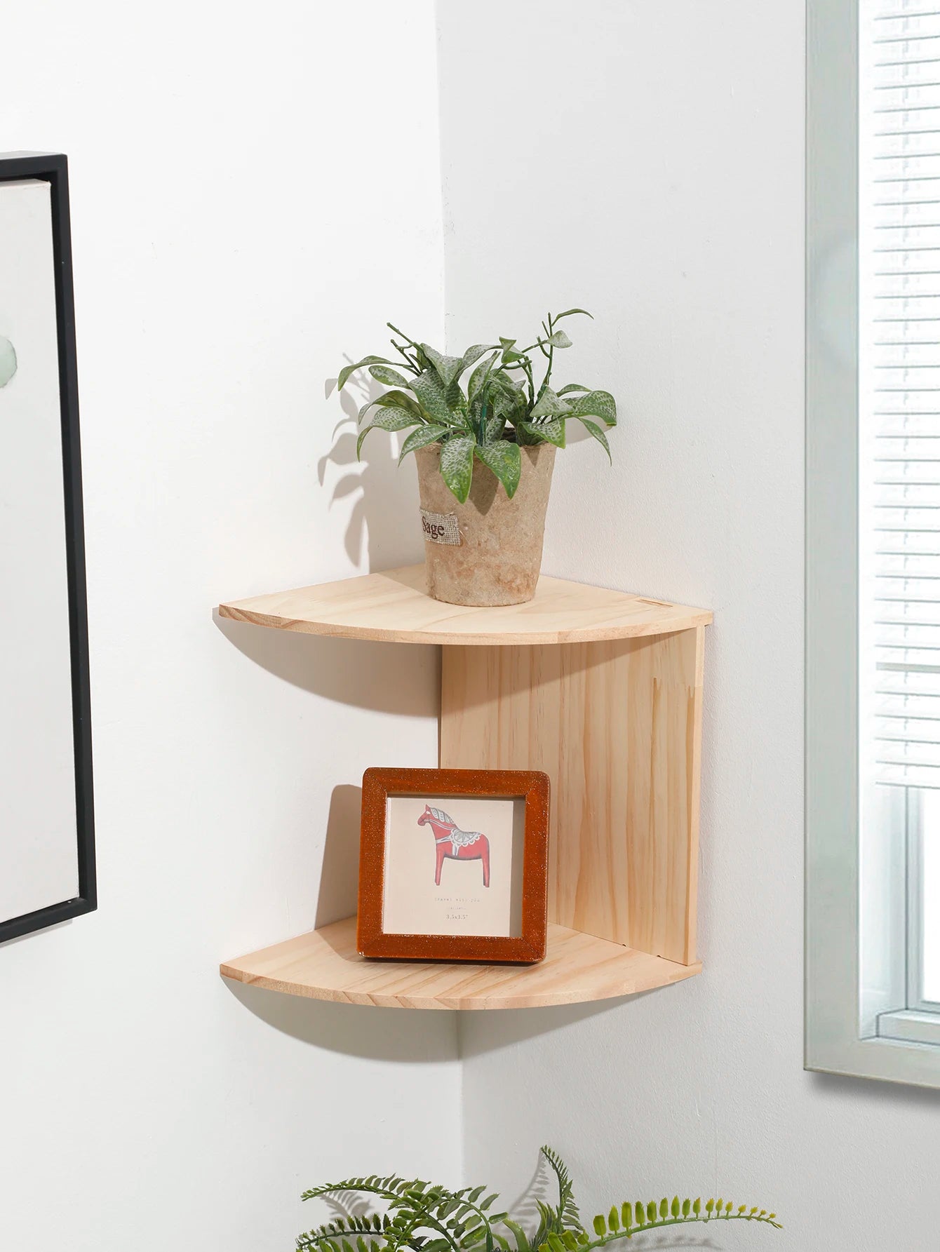 5-Tier Wooden Corner Floating Shelves – Wall-Mounted Storage for Kitchen, Living Room, or Bedroom