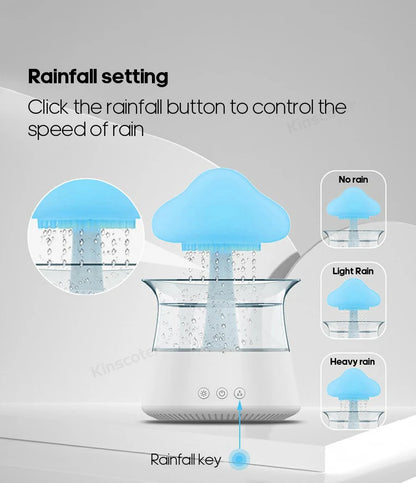 Rain Cloud Air Humidifiers 300ml with 7 Colors Mood Light Aroma Diffuser White Noise Raindrop Humidifiers for Home Bedroom Gift